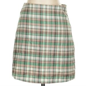Zara Green and Brown Plaid Mini Skirt